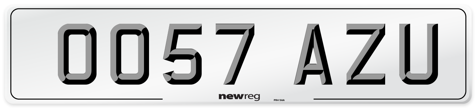 OO57 AZU Number Plate from New Reg